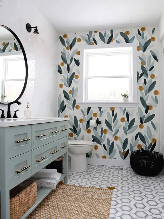 colourful bathroom wallpaper