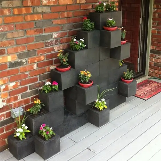 cinder blocks planter