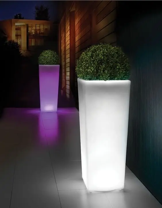 illuminated garden planters