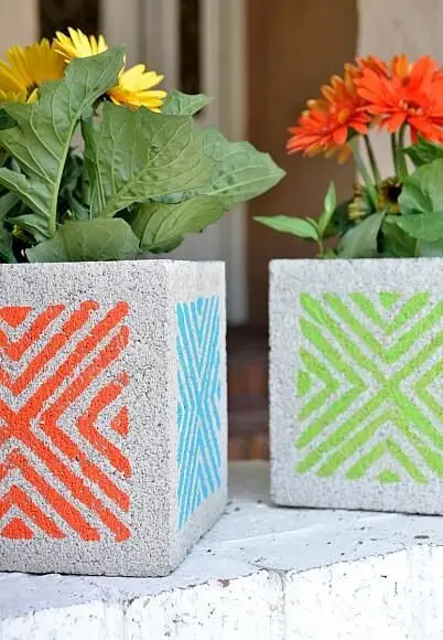 colourful garden planters