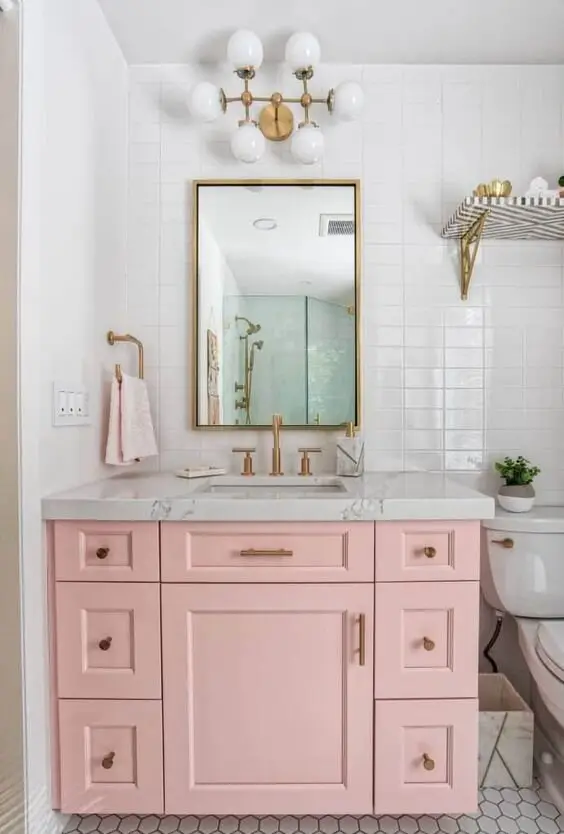pink bathroom vanity