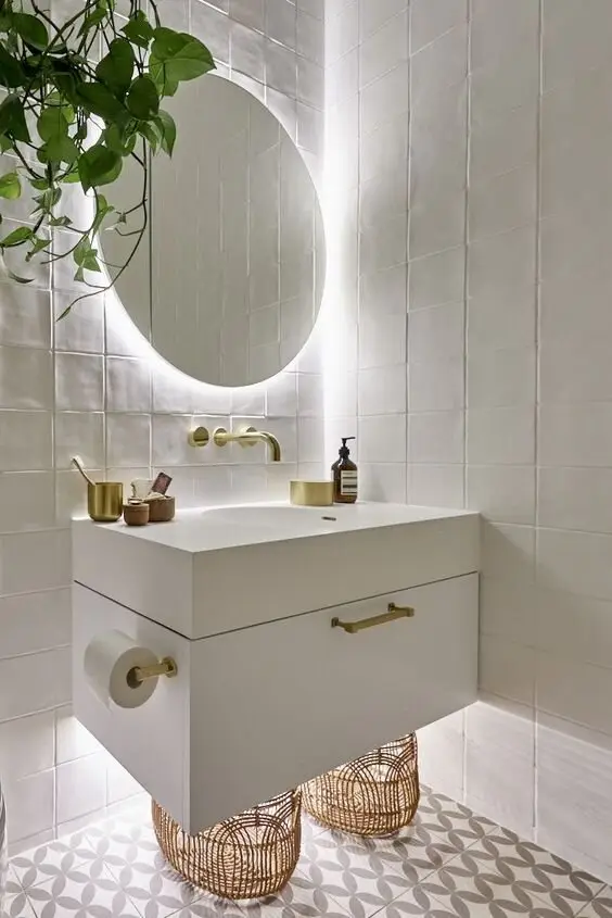 white bathroom vanity