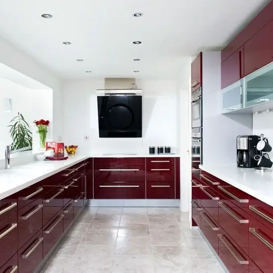 modern red kitchen