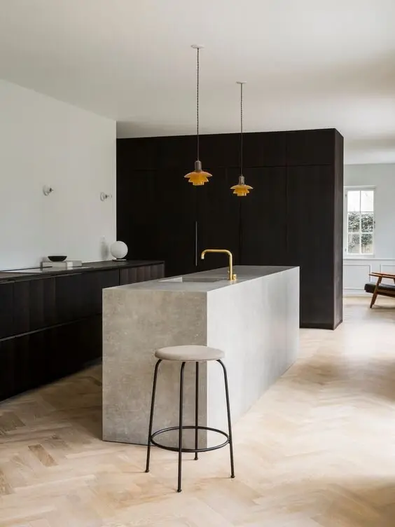 concrete kitchen island