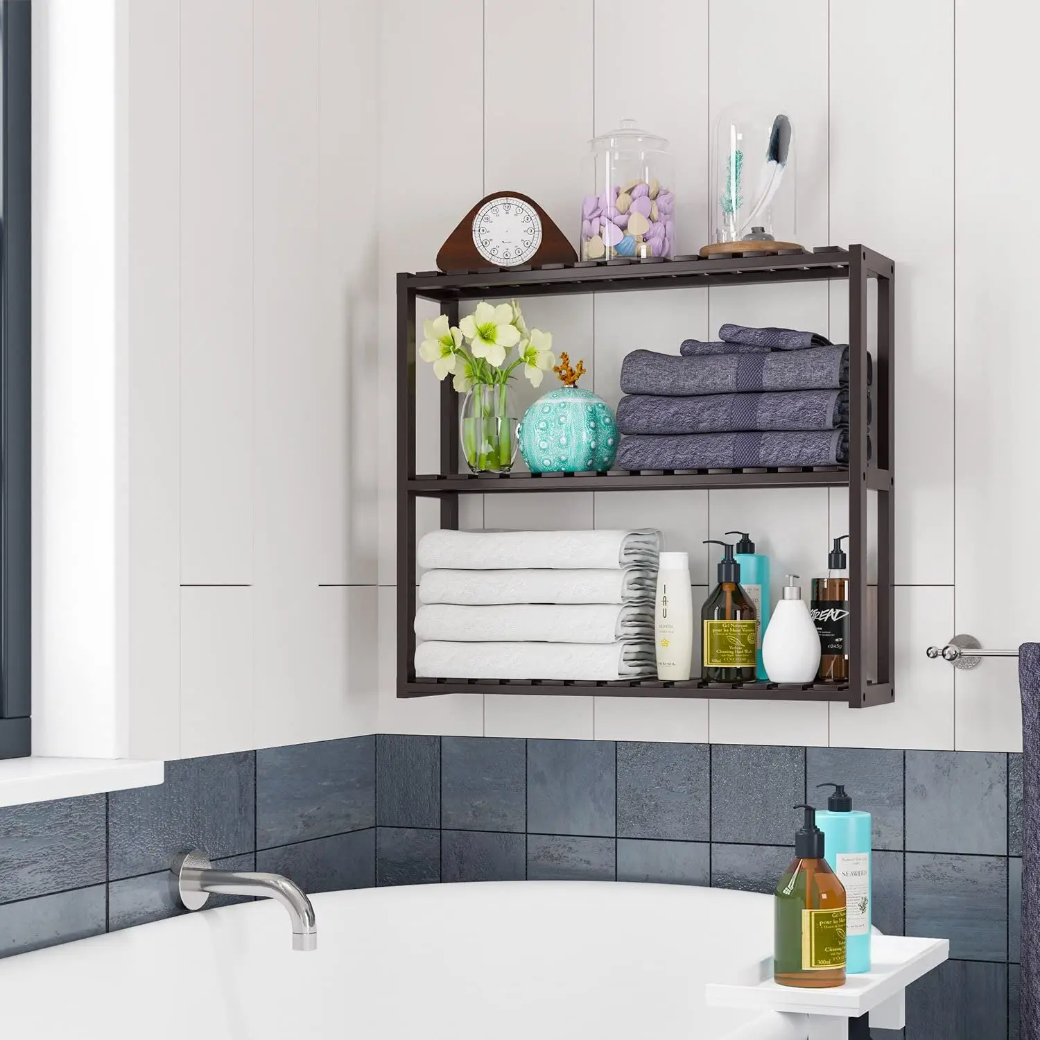 bathroom wall rack