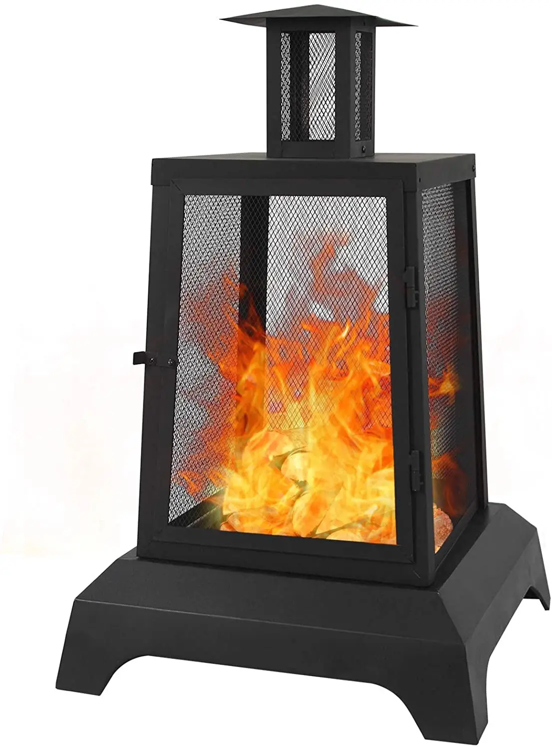 black mesh fire pit