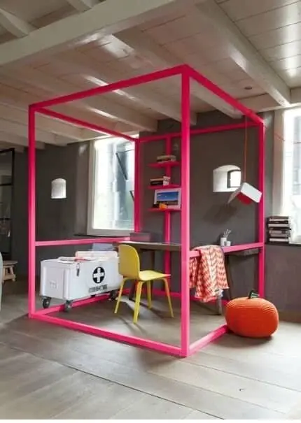 pink home office