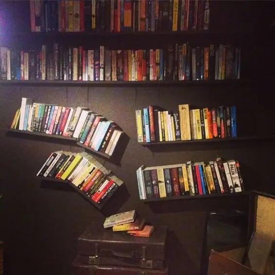 broken bookshelves
