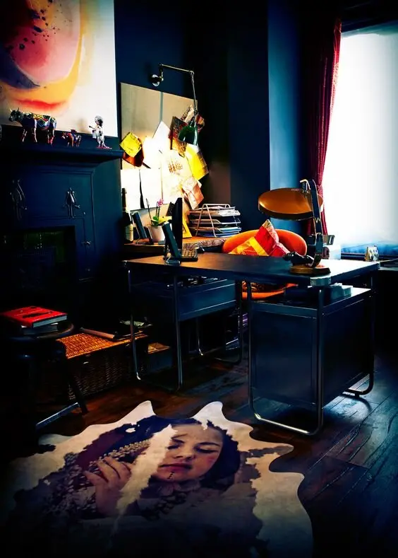 dark home office