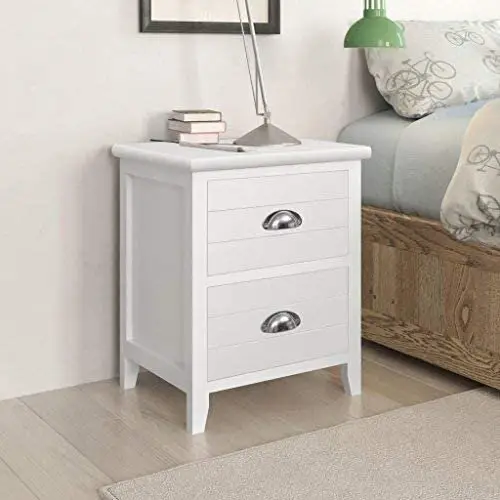 white bedside table