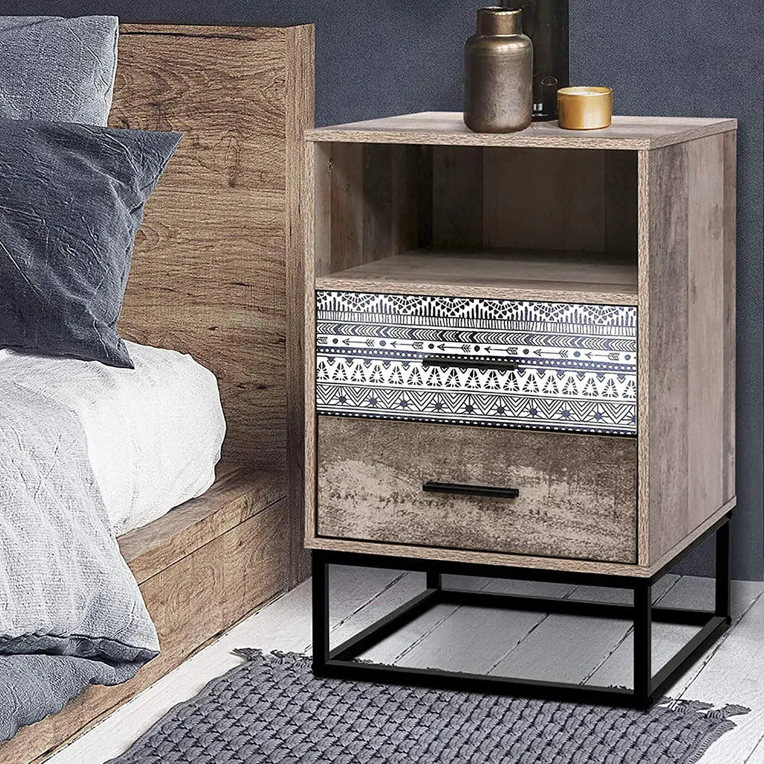 wood bedside table