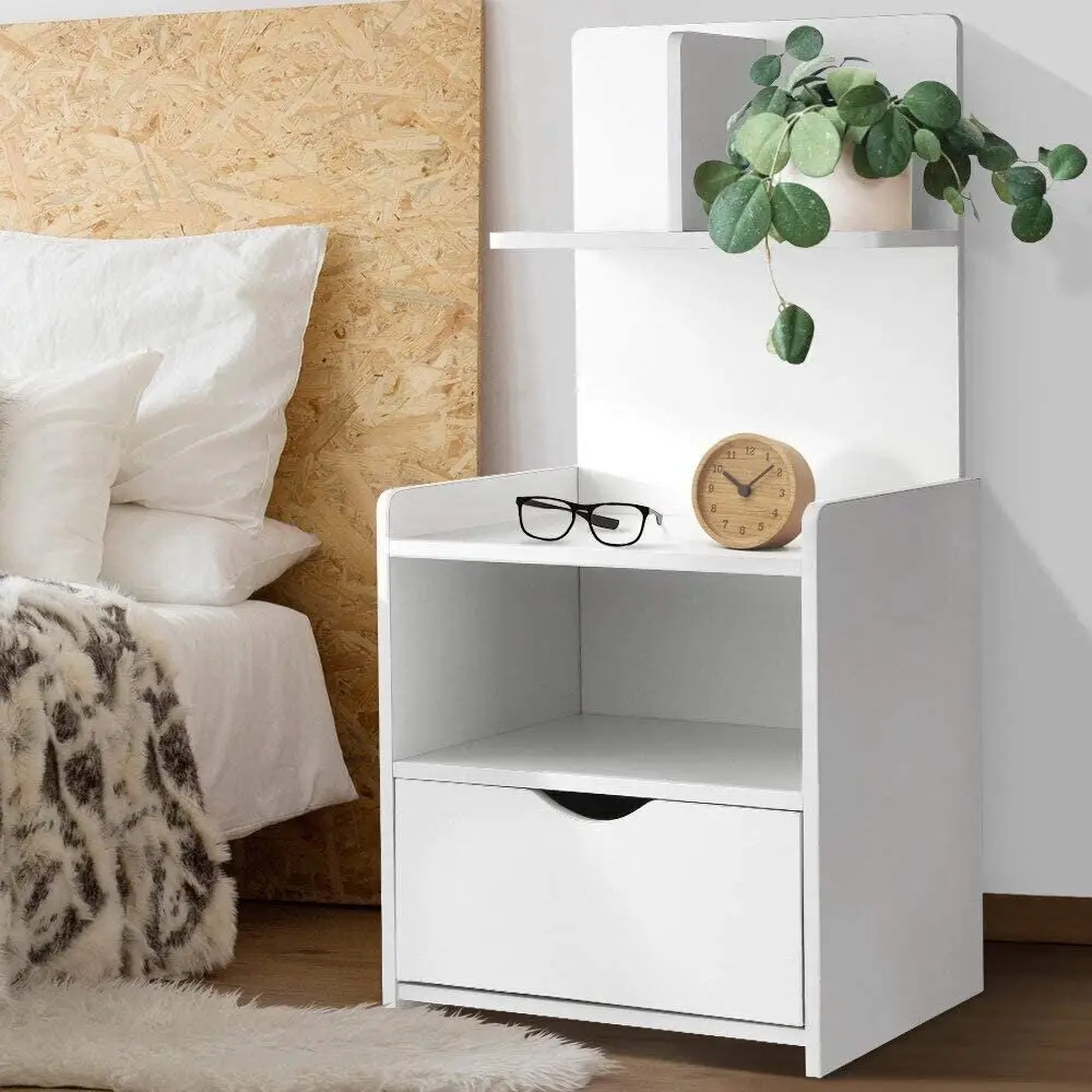white bedside table