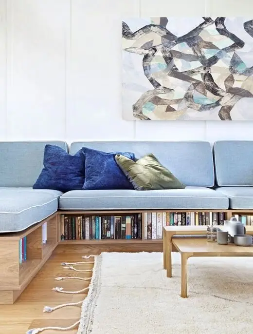 sofa with book storage