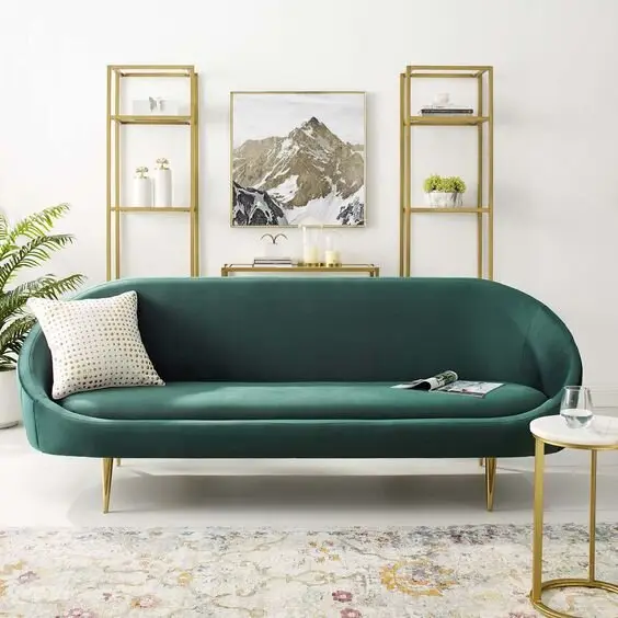 green velvet sofa