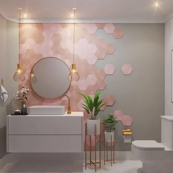 pink hexagon tiles