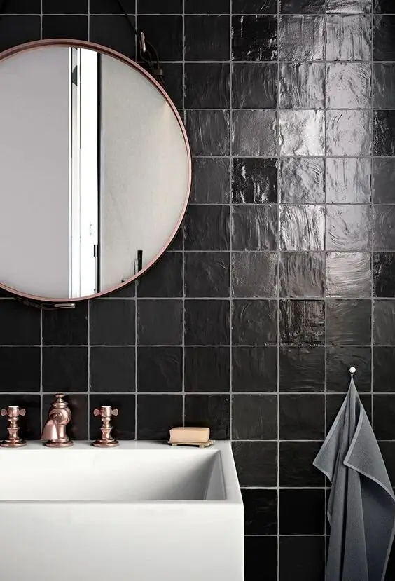 black bathroom tiles