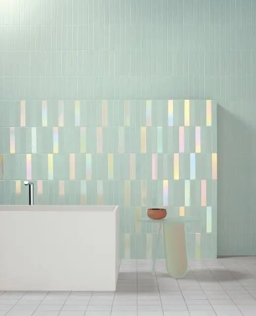 iridescent bathroom tiles
