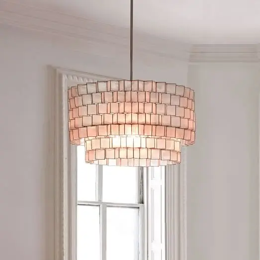 pink capiz chandelier