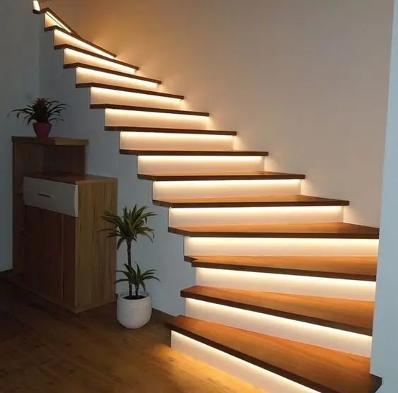 lighted stairs