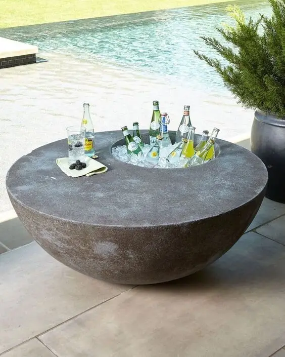 outdoor table with cooler