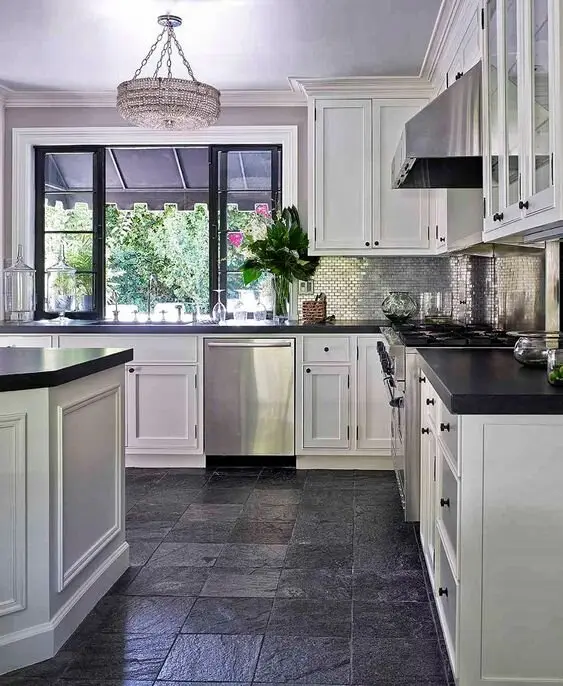 black kitchen floor