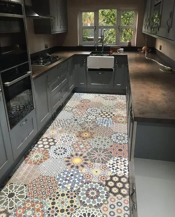 colourful kitchen floor