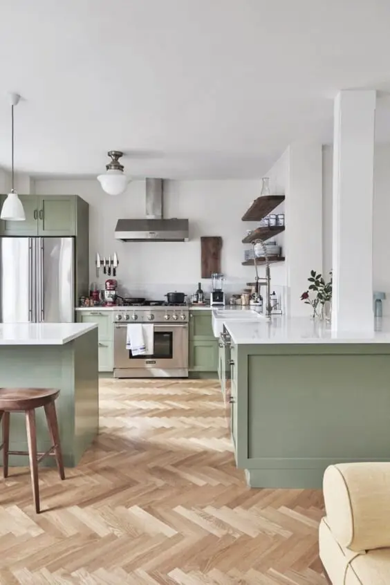 herringbone kitchen floor