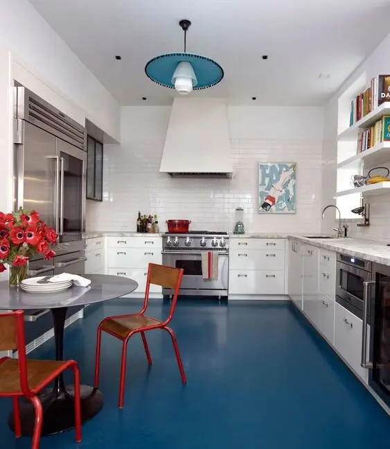 blue kitchen floor