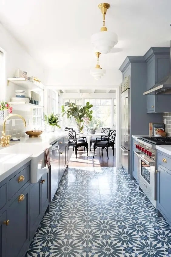 blue kitchen