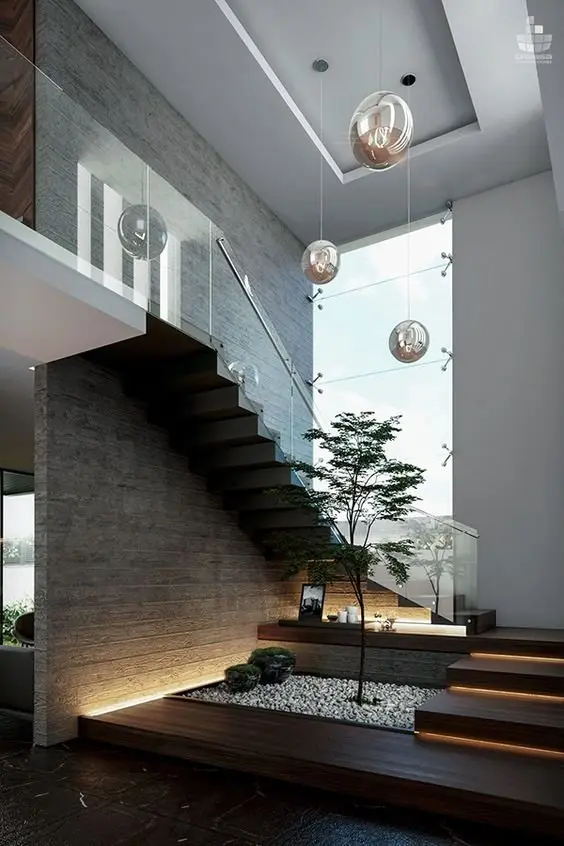 Modernist industrial living room: This luxurious and modern design features clean lines, neutral colours