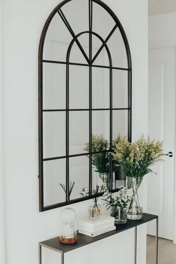 Window Mirror industrial living room: Glass windowpanes and arch windows are mainstays of classic industrial buildings