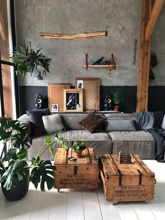 Rustic Highlights industrial living room: The wood accents bring in the charms to this lovely living room