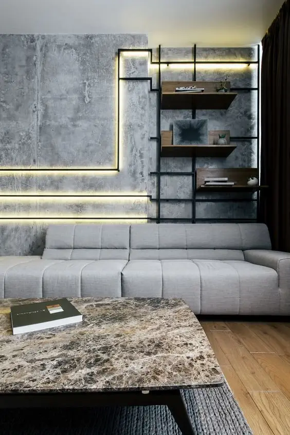 Pipe Dreams industrial living room: Exposed steel pipes are common to industrial buildings and industrial-themed interior designs