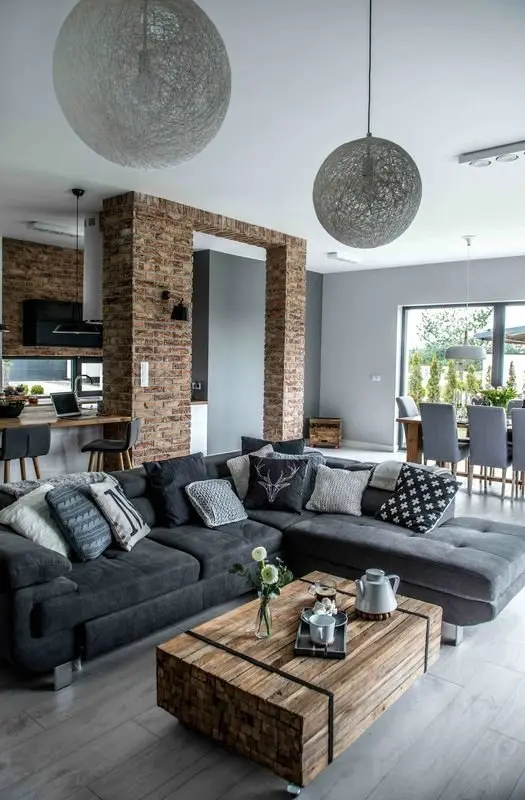 Grey Industrial industrial living room: Grey is a neutral colour