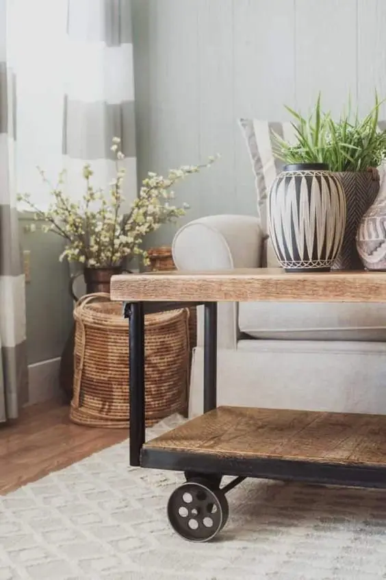 Cart Coffee Table industrial living room: A hint of farmhouse charm comes with this repurposed coffee table